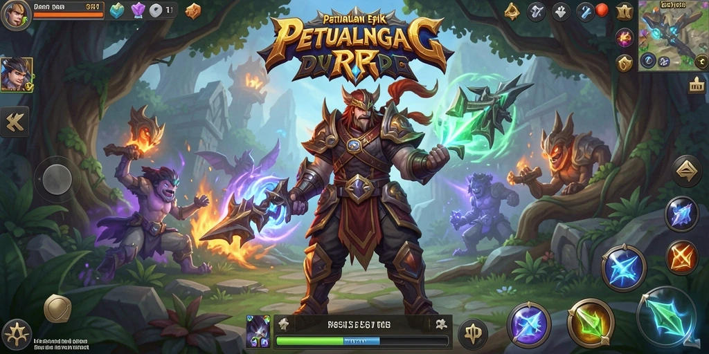Screenshot gameplay 5RT yang menunjukkan pertempuran epik dan eksplorasi.