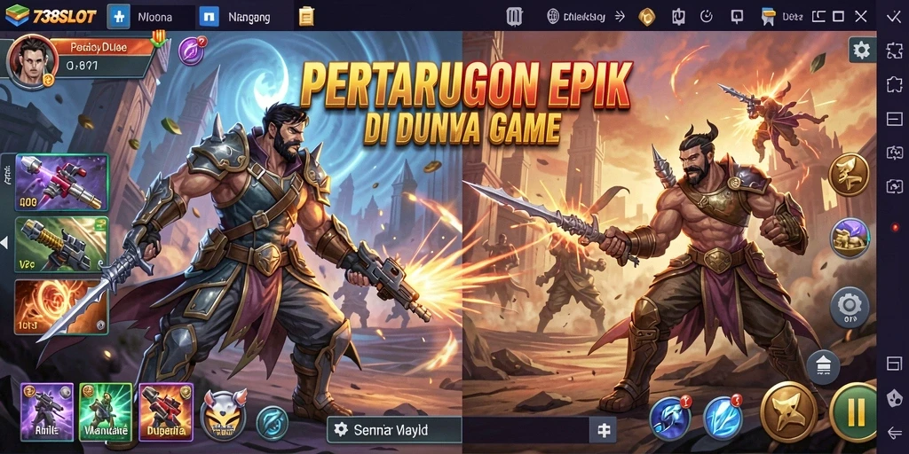 Screenshot menampilkan pertarungan epik dalam game Fighting.