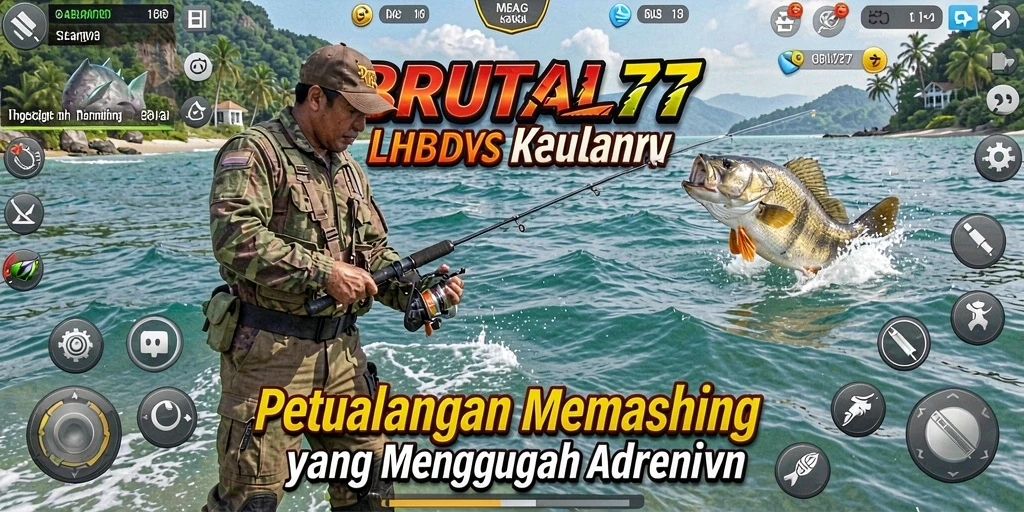 Tampilan menarik dari gameplay memancing di BRUTAL77.