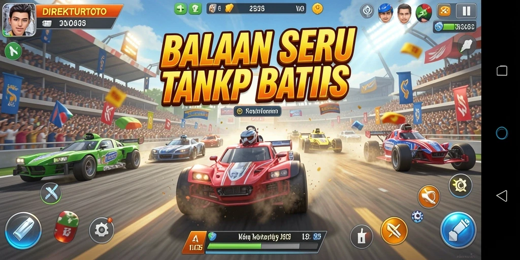Screenshot menampilkan aksi balapan seru di DIREKTURTOTO.