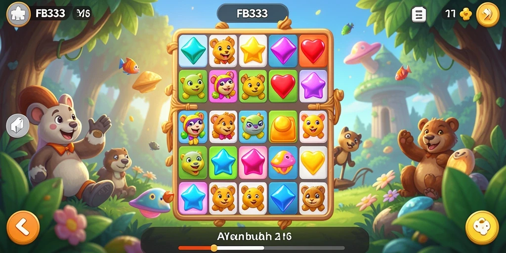 Screenshot FB333 menampilkan aksi seru gameplay Match-3.