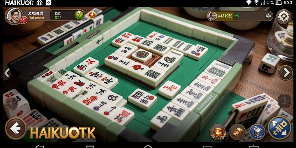 Screenshot HAIKUOTK yang menampilkan gameplay Mahjong yang menarik.