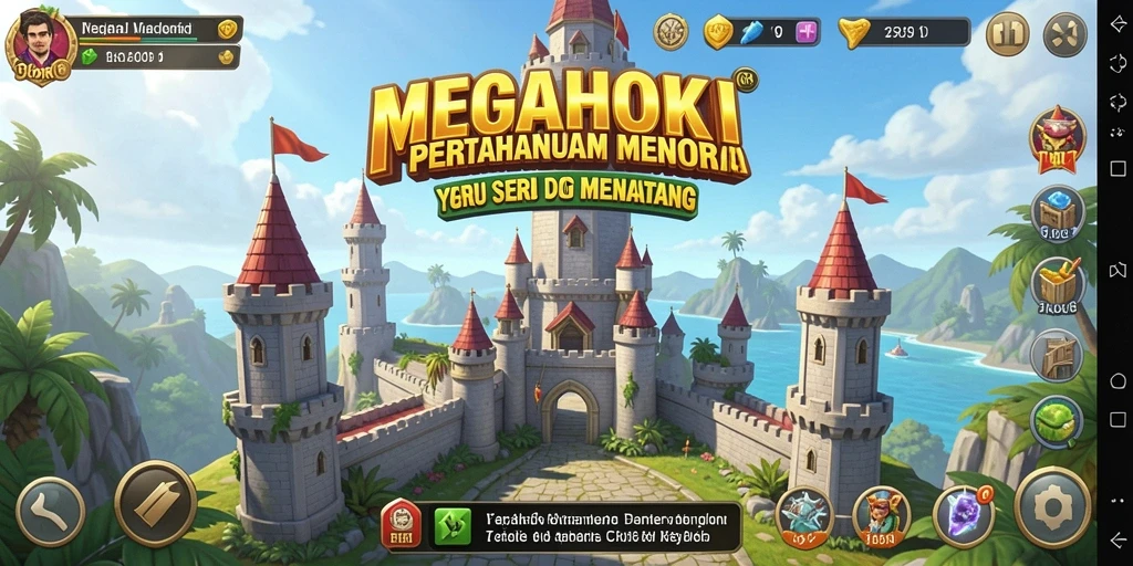 Tampilan gameplay seru MEGAHOKI dengan strategi Tower Defense.