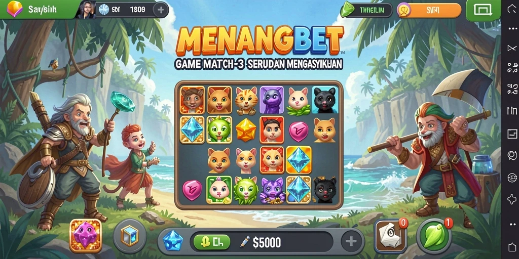 Tangkapan layar MENANGBET menunjukkan gameplay Match-3 yang seru dan menantang.