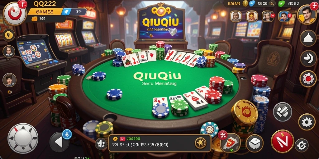 Tampilan screenshot utama QQ222 yang menunjukkan keseruan permainan QiuQiu.