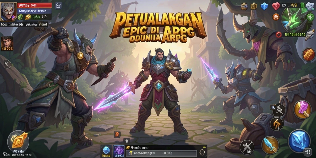 Screenshot gameplay ARPG RP99 menampilkan pertarungan seru dan karakter unik.