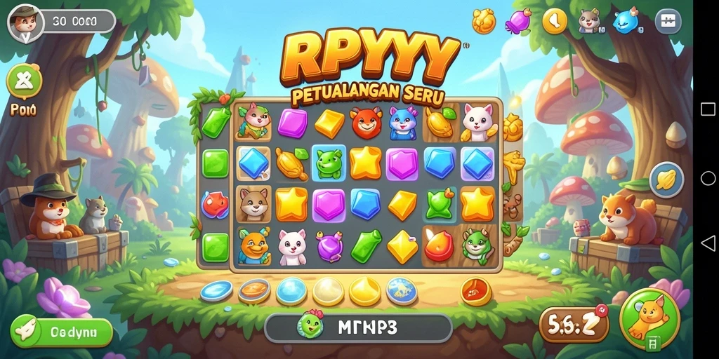 Screenshot menampilkan gameplay seru RPYYY dalam kategori Match-3.