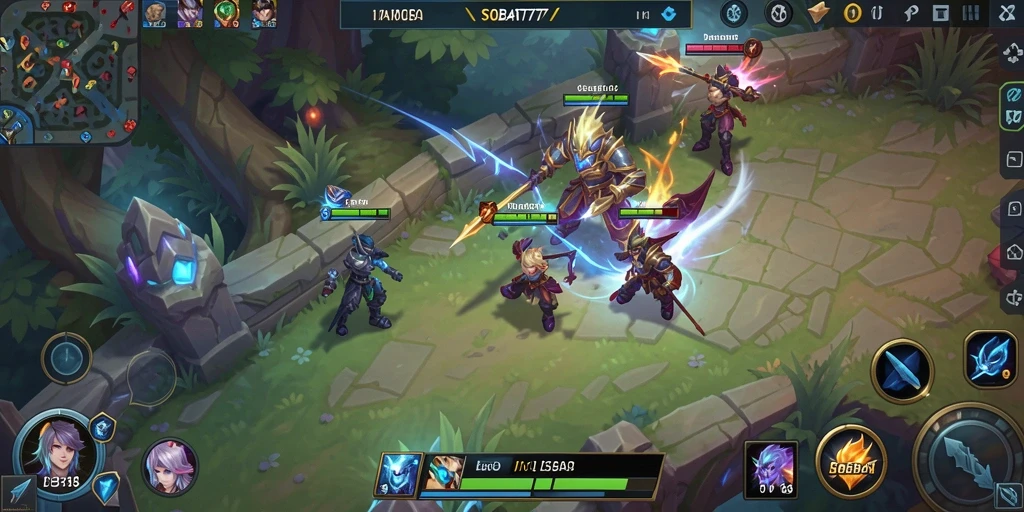 Tampilan gameplay seru dari SOBAT777 di arena MOBA.
